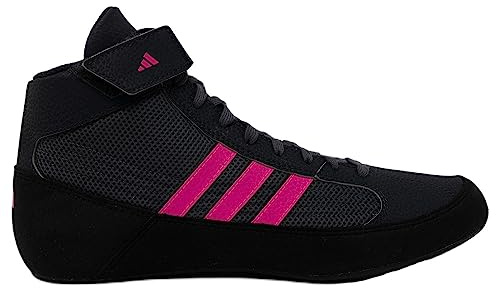 adidas Men's HVC Wrestling Shoes, Black/Charcoal/Hot Pink, 11