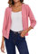 MINTLIMIT Dünne Strickjacke Damen Casual Cardigan V-Ausschnitt Sweater 3/4 Ärmel Frühling (Hellrosa M)