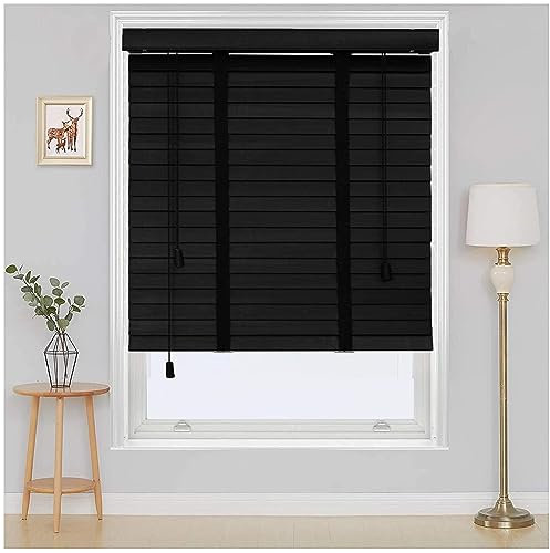 50mm/2in Lamellen Holz Jalousien,60/75/80/95/100/105/110cm Schwarze Venezianische Jalousie,horizontale Fenster Jalousie,massivholz Venezianische Jalousette,sichtschutzrollos,WxH-110x150cm/43.3*59in