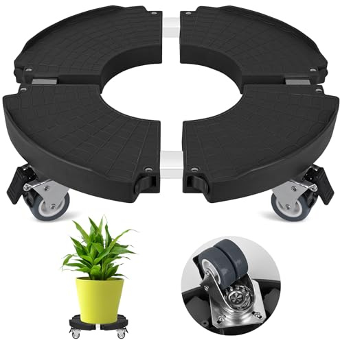 Plant Caddy Stand with 360° Wheels Adjustable 15-22 Inch Rolling Plant Stand Heavy Duty Large Plant Cart Dolly with Casters 440lbs Capacity for Large Planter, Garden Pot, Flower Pot, Black, 1 Pack