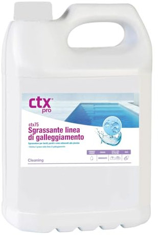 AcquaHOME® CTX 75 SGRASSANTE LIQUIDO DA 5 LITRI DELLA LINEA DI GALLEGGIAMENTO WATER LINER CLEANER - DETERGENTE CON FORMULAZIONE SPECIALE PER TUTTE LE PISCINE E SPA A SKIMMER