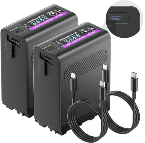 Mspalocell NP-F990 Akku 84,96Wh/11800mAh (PD30W USB-A & Typ-c/USB-C) für Sony NP-F990 NP-F980 NP-F970 NP-F960 NP-F950 NP-F930 NP-F550 NP- F570 NP-F770 NP-F750 Camcorder Ersatzakku, 2 Stück