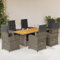 SECOLI Polyrattan Sitzgruppe Garten Essgruppe 6 Personen Rattan Gartenmöbel Set mit 6 Rattansessel Hochlehner Verstellbar Essgruppe Outdoor Gartengarnitur Sitzgarnitur Grau 7-tlg-Type-195