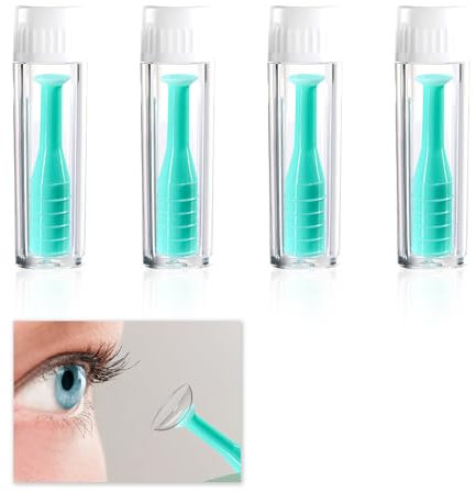 Pack de 4 Aparato para Quitar Lentillas, Ventosas para Poner Las Lentillas Blandas RGP y Blandas, Herramienta Higiénica y Segura, Ideal para Viajeros y Uso Diario, Accesorio para el Cuidado de Lentes