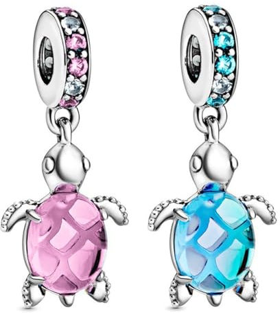 ZGDEIWGF 2 Stück Schildkrötenanhänger, Kreative Tieranhänger, Schildkrötenperlenanhänger, DIY-Schmuckanhänger, Geeignet Für Armbänder, Halsketten Und Schmuck