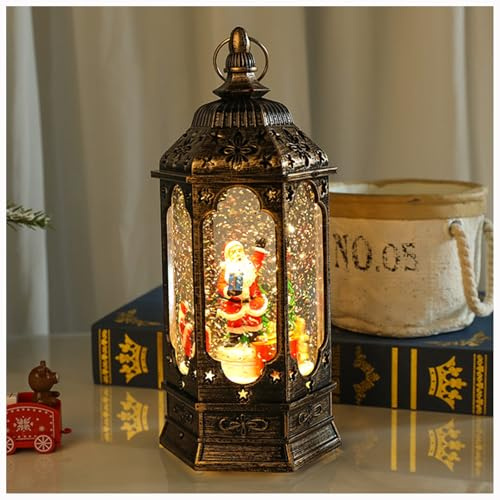 Christmas Snow Globe-lykta, Santa Musical Water Globe-lykta, glittrande julgransmusikdosa, USB- och batteridrivna dekorationer för julfestdekorationer Old Man