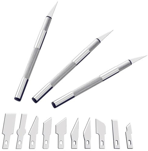 ZEPIQOR 13 PCS bisturi manualidades, Cuter Manualidades Precision, Cutter Modelismo Profesional de Acero Inoxidable con 10 Cuchillas de Recambio, Cuchillo Artesanal para Cortar y Tallar