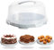 Buzztrove Cake Carrier with Grey Base | Cake Carrier with Handle, 30cm Semi Transparent Dome & 4 x Secure Locking Lid, Premium Cake Storage Container for Cakes, Pies & Pastries (Grey)