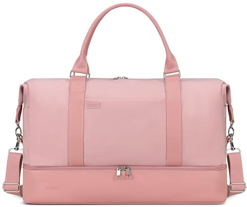 Oeihuivt Weekender Bags for Women - 20.5 Inch Large Travel Duffel Bag 2-Piece Set with Shoe Compartment, Heavy-Duty Canvas & Leather Carry On Overnight Tote (Airplane Approved)