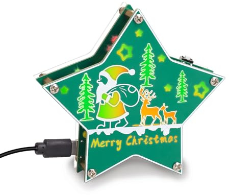 ICrduioo Kit d'entraînement à la soudure DIY, Kit de soudure avec étoiles de Noël à LED, Père Noël coloré, Kit d'électronique scientifique, Cadeau créatif Kit de projets de soudure Décoration de Noël