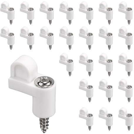 24pcs 3/8 Inch Nylon Window Screen Clips with Screws, Diecast Door Glass Secure Fasteners Winter Window Screens Holder Clip Accessories for Storm Windows Storm Panels (White)