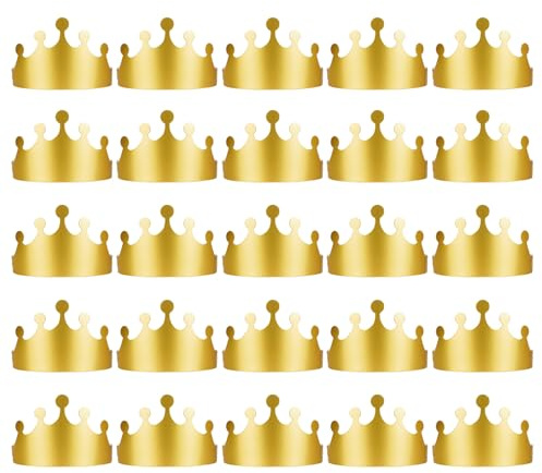 Tgsedr 25 corone di carta dorate pieghevoli, corona di compleanno per bambini, corona di compleanno, regolabile, per bambini, adulti, feste, decorazione per compleanno, Capodanno, matrimonio