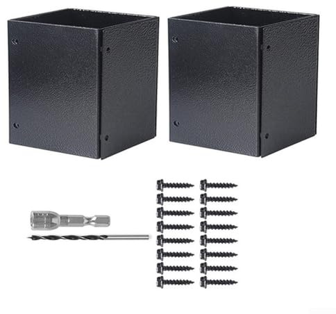 Lot de 2 protecteurs de colonne réglables en acier carbone pour boîte aux lettres et poteaux de clôture, avec design surélevé et quatre composants qui se chevauchent pour une meilleure protection