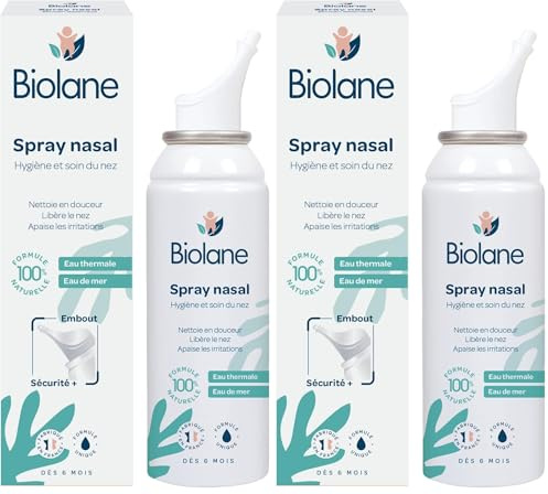 BIOLANE - Spray Nasal Eau de Mer thermale - Bébé - Hygiène et Soin du nez - 100% Naturelle - Dès 6 mois - Fabriqué en France (Lot de 2)