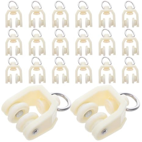 UKCOCO 20 Pièces Poulies pour Rail de Rideau Roulettes Silencieuses Plastique pour Glisseurs de Tringle à Rideau Accessoires Robustesse et Glisse Fluide pour Rideaux Épais Compatible
