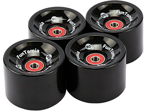 FunTomia Ruedas para longboard (70 x 51 mm, 80 A, con rodamientos Mach1, 4 unidades), color negro