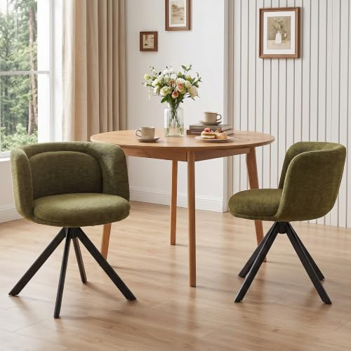 DAYALANE Lot de 2 Chaises Salle à Manger Double Dossier&Pivotante, Vert | Chaise de Cuisine Assise Rembourrée, Chaise de Salon Épais, pour Bureau Salon Chambre