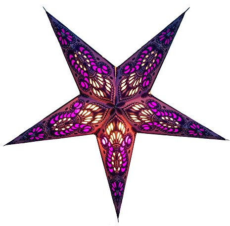 GURU SHOP Faltbarer Advents Leucht Papierstern, Weihnachtsstern 40 cm - Menor Small Violett, Papiersterne 40 cm