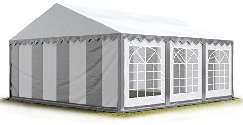TOOLPORT Party-Zelt Festzelt 5x6 m Garten-Pavillon -Zelt PVC Plane 700 N in grau-weiß Wasserdicht