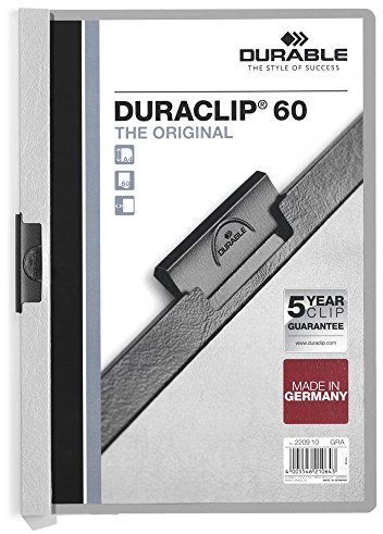 Durable 220910 Duraclip Original 60 (para 1-60 hojas de A4), 25 piezas, gris