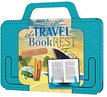 IF The Travel Book Rest (Blue) - Hands Free Reading Tablet & Book Holder – Portable Tablet Stand - Perfect Recipe Book Holder Stand for Kitchen – Use as a Cookery Book Stand & More