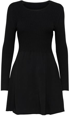 ONLY ONLALMA L/S O-Neck Dress KNT Noos Robe, Noir, L Femme