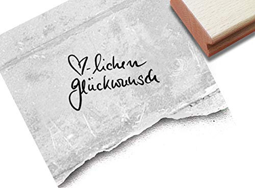 Stempel Herzlichen Glückwunsch, Handschrift - Kleiner Textstempel Geburtstag Hochzeit Einschulung Karten Geschenkanhänger Basteln Deko - zAcheR-fineT