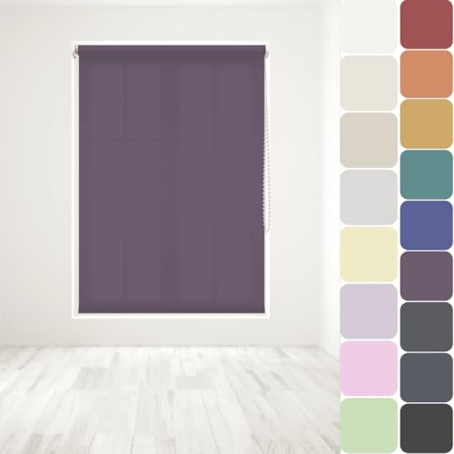 Straight Edge Dim-Out Roller Blind - Easy Fit Home Office - 60cm Width x 160cm Width Drop - Aubergine
