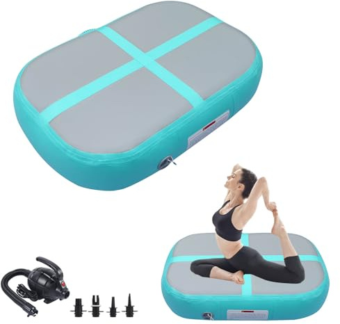 PPXIA Gymnastics Air Roller Air Barrel Inflatable Tumbling Mat, Tumble Track Backhandspring Mat Gymnastic Equipment with Pump for Yoga Training Cheerleading Home Use-3.3ft x 2ft x 4inch