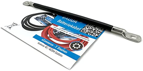 Exoda Batteriekabel 25 mm² 20cm mit M8 Kabelschuhen Schwarz hochflexibel für 12V Anwendungen geeignet Auto KFZ Boot Motorrad für zuverlässige Energieübertragung