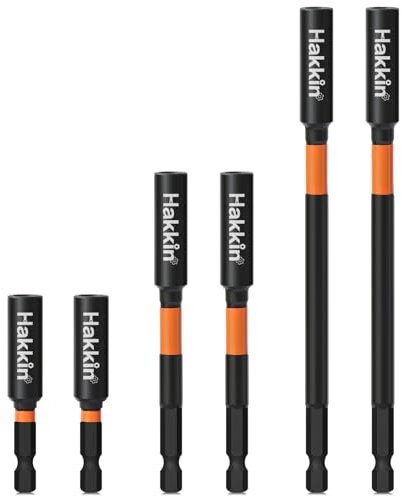 Magnetic Bit Holder Hakkin 6Pcs Impact Duty 1/4” Hex Shank Drill Bit Holder S2 Steel Professional Extension Bit Holder for Impact Driver 60mm 100mm 150mm