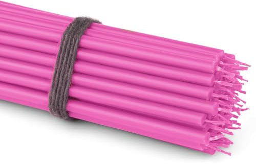 NKlaus 50 x stavljus rosa 16 cm tunna paraffinljus sotfria och droppfria lång brinntid rosa ljus för fest, dekoration & dop 36120