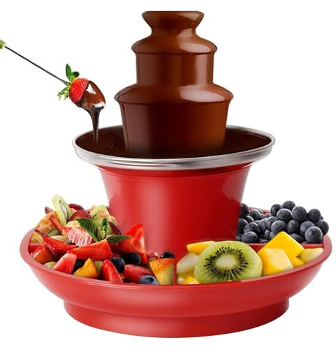 Fontana di cioccolato per feste - Dispenser di cioccolato fuso con vassoio raccogligocce extra profondo a 3 livelli | Quadrante della temperatura del motore regolabile da 24 cm, ideale per