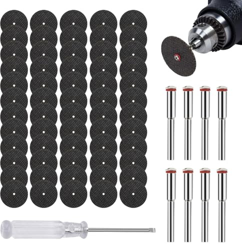 Trennscheiben für Dremel, 60 Stück Mini Metall Trennscheiben mit 8 Stück 3mm Dorn, Rotationswerkzeug Zubehör Schneidräder, Fuer Dremel Drehwerkzeug