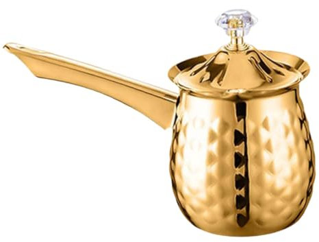 Mobestech Cafetera Turca De Metal Dorada Tetera Para Calentar Leche Cafetera Árabe Para Casa Hervidor De Inducción
