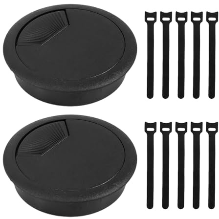 2 Pcs 60mm Desk Grommets, Round Desk Cable Hole Cover, Plastic Cable Wire Grommet, Worktop Cables Tidy Hole for Management Office Computer Wires