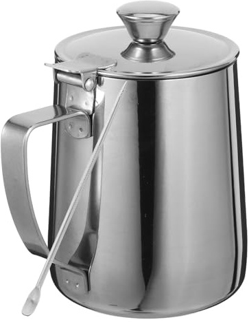 Cabilock 1 set di bricco per schiumare: bricco per schiumare il latte espresso con beccuccio - brocca per caffè in acciaio inossidabile da 600 ml per principianti di Latte Art