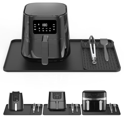 Tapis en silicone résistant à la chaleur pour plan de travail 61 x 41 cm - Tapis de friteuse à air chaud avec support pour accessoires de cuisine - Convient pour micro-ondes/four - Compatible avec