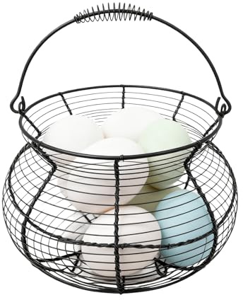Djowyh Cesta Para Recoger Huevos - Pequeño Contenedor de Estilo Vintage | Con Asa Para Portahuevos De Huevos De Gallina - Para Frutas, Verduras, Picnic, Casa De Campo, Jardín, Y Pascua