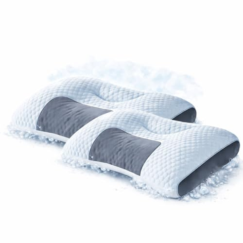 Cuscino antirussamento Yooje per chi dorme sulla schiena e sul fianco, fodera traspirante in seta di ghiaccio rinfrescante, design ergonomico, massaggio in rete 3D, supporto per la testa concavo (2)