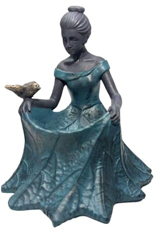 Perfeclan Comedero para Aves Ángel Curtsy Baño de Aves Jardín Exterior Estatua Decorativa de Hada Resina Resistente Agua Adecuado para Balcón Patio Regalo