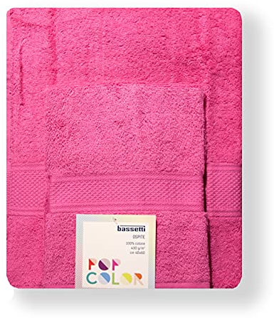 Bassetti - Set Gesichtsbadetücher und Bidet Paar Badetücher mit Gästehandtuch | 60x110 cm + 40x60 cm | Col.K1 - Fuchsia