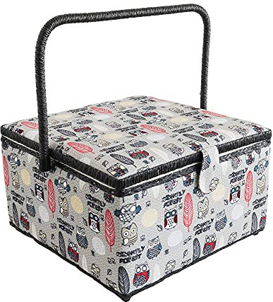 Korbond Panier à couture extra large Motif forêt nocturne 18 x 36 x 34 cm