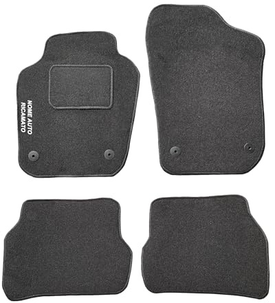 Auto Accessori Lupex | Juego de 4 Alfombrillas de Coche compatibles con Ibiza IV y V (2014 +) con 4 Clips de fijación | Alfombras moldeadas de moqueta con Bordado en el Lado del Conductor