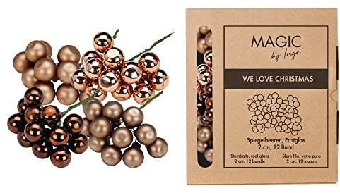 Weihnachtskugeln am Draht Glas 2cm x 144 Stück Spiegelbeeren in Kartonbox braun beige Elegant Lounge