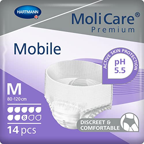 MoliCare Premium Mobile Einweg-Klimmzughosen: diskrete Anwendung für Damen und Herren mit Inkontinenz; 8 Tropfen, Größe M, 14 Stück
