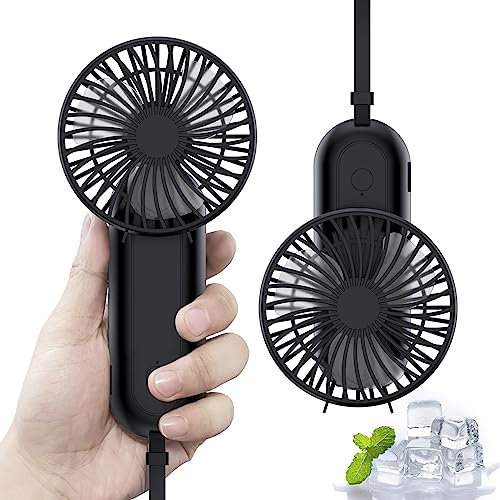 APPFUSHI Ventilatore Portatile, Mini Ventilatore Portatile Ricaricabile USB con power bank 4000 mAh, 4 Velocità, Ventilatore Tascabile-Nero