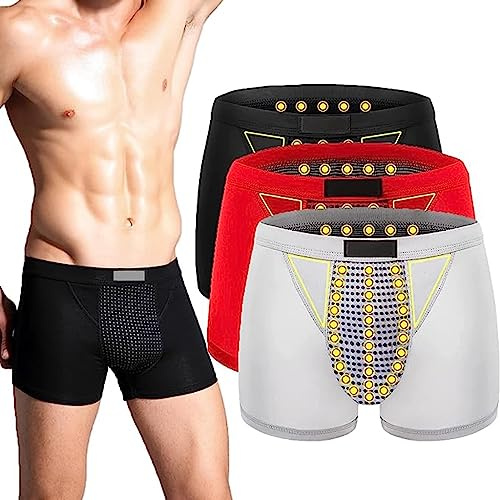 Men's Magnetic Underwear for Prostate Health Care Inner Pants Energy Field Therapy Boxer Briefs (Color : 3pcs, Size : L)
