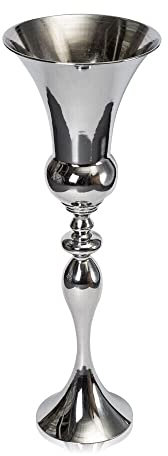 Begoniape Vaso da pavimento grande, in metallo, per matrimoni e fidanzamenti, 74 cm, argento
