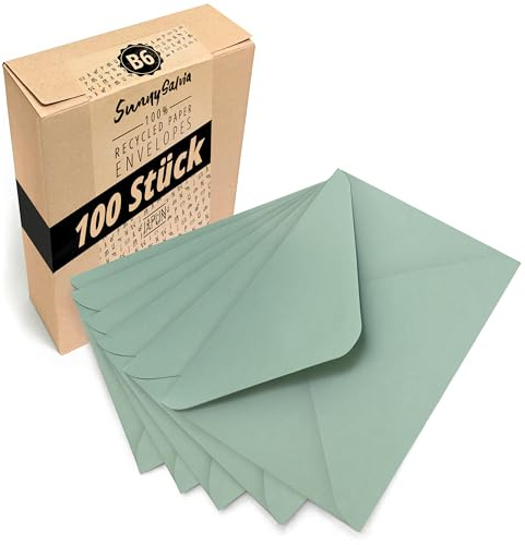 Japun - sobres (100 piezas) de papel, sobre sin ventana - DIN B6-175 x 125 mm - verde